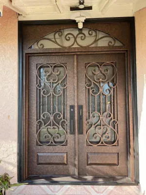 Luxury Residential Entry Doors Black Security Front Door Iron Wrought with Shipping Prices