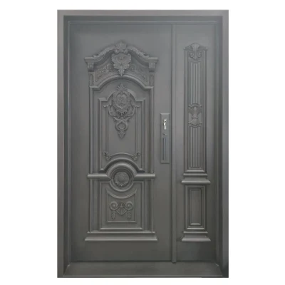 Economic Factory Price Exterior Front Entrance Security Wrought Iron Double Glass Doors/Wholesale Metal Steel Entry Door