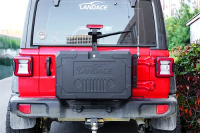 4X4 off-Road Vehicle Exterior Accessories Aluminum Alloy Tail Gate Storage Box Spare Wheel Replacement for Jeep Wrangler Jl Jk Tank300
