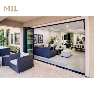 Mjl Store Front Partition Sliding Fold Door Aluminum DIY Design Double Triple Vertical Bi Folding Glass Door