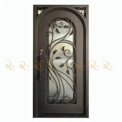 Rectangular Craftsman Design Single Door, China Rectangular Top Wrought Iron Door French Style