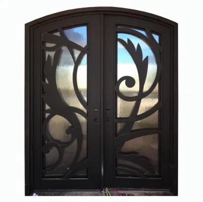 Rectangular Craftsman Design Single Door, China Rectangular Top Wrought Iron Door French Style