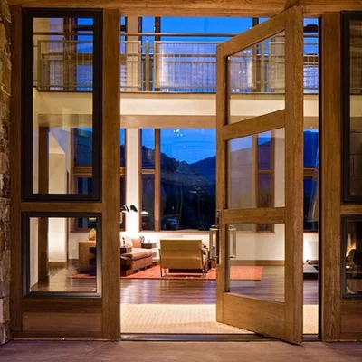 Wholesale Tempered Glass Inserts Solid Double Wood Doors Exterior