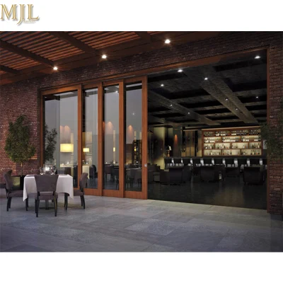 Double Glazing Low E Glazing Solid Wooden Sliding Glass Doors