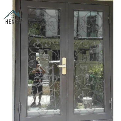 Home Villa Wrought Iron Entry Double Front Doors China manufacturers Hc-ID14