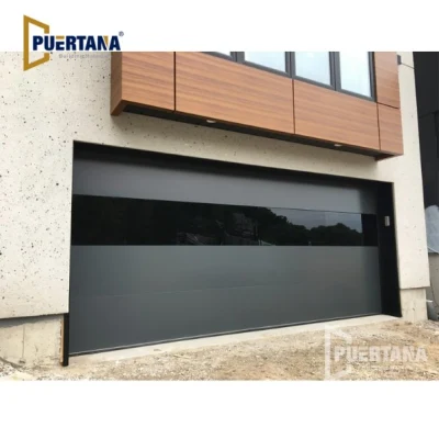 Ultra-Sleek Infinity Flush Panel Smooth Aluminum Sterling Garage Door with Horizontal Modern Tinted Glass Design