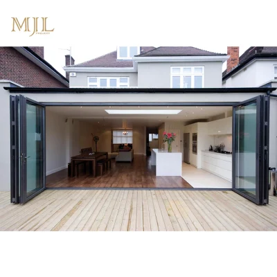 Mjl Store Front Partition Sliding Fold Door Aluminum DIY Design Double Triple Vertical Bi Folding Glass Door