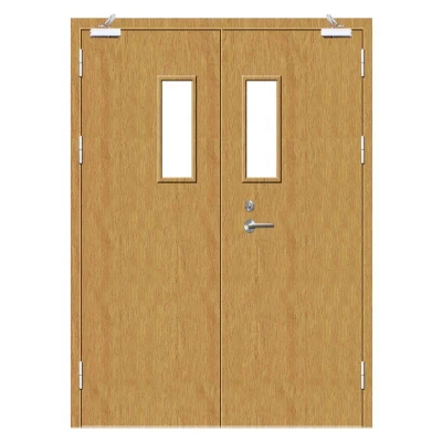 Certified Fire Rated Wooden Interior School Classroom Door with Glass Window