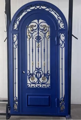 Antique Color Wrought Front Entry Iron Steel Metal Security Double Single Door
