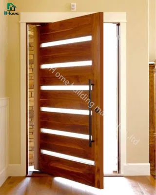 Wood Design Glass Entrance Exterior Sidelights Pivot Door