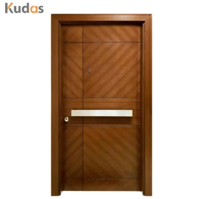  Double Entry Transitional Library Style Walnut Front Entrance Door for Houses