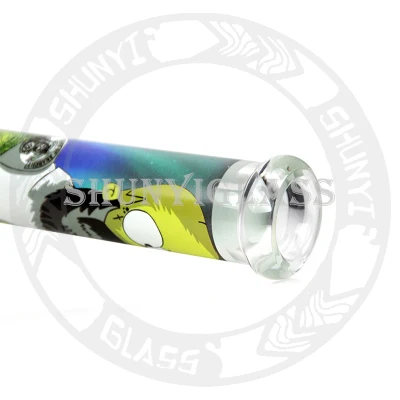 14&prime; &prime; Luminous Glass Pipe with Simpsons Picture Heady Beaker Smoke Water Pipes Dark in The Night