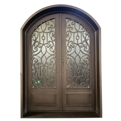 Villa Main Entrance Doors Wrought Iron Glass Steel Swing Graphic Design Wrought Iron Entry Door Modern Fiberglass Exterior Metal Door