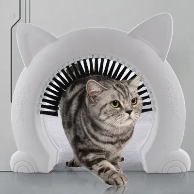 in Stock OEM ODM Bulk Products Kitty Door with Grooming Brush -Removable Beauty Fit 10kg or Less Cat Pass Cat Door for Interior Doors