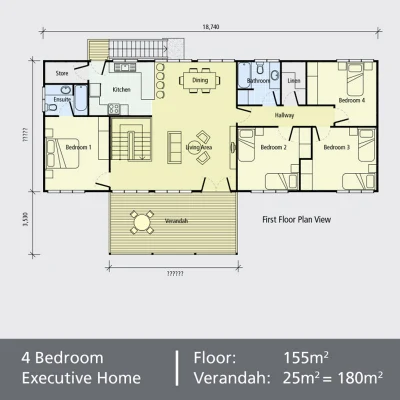 Deepblue Light Steel Frame Prefabricated Wooden Design Bungalow Four Bedrooms Dp-B-4