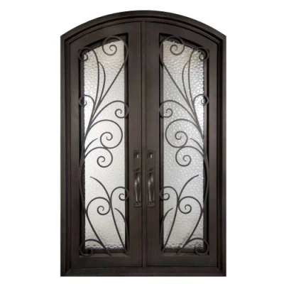 Villa Main Entrance Doors Wrought Iron Glass Steel Swing Graphic Design Wrought Iron Entry Door Modern Fiberglass Exterior Metal Door