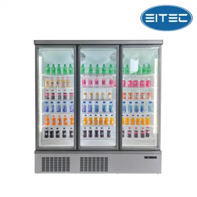 Convenience Store Glass Door Commercial Refrigerator Freezer Vertical