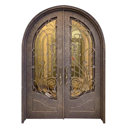 Villa Main Entrance Doors Wrought Iron Glass Steel Swing Graphic Design Wrought Iron Entry Door Modern Fiberglass Exterior Metal Door