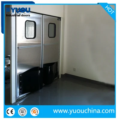 Double Acting Swinging Leaf Stainless Steel Dust-Free ABS Plastic Impact Bumper Metal Entry Traffic Doors for Interifood Factory/Supermarket/Restaurant/Kitchen