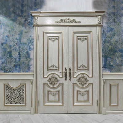 Outdoor Modern Double Solid Wood Door Design Exterior Security Wooden Main Entrance Doors