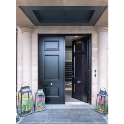 Cbmmart Main Exterior Door for House Simple Design Wooden Door with Sidelights Modern Solid Wood Pivot Entry Doors