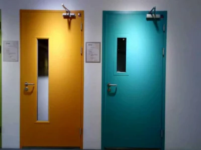 Interior Emergency Exit Fire Iron Front Main Entrance Resistant Fireproof Fire Resistance Metal Door with Glass Window