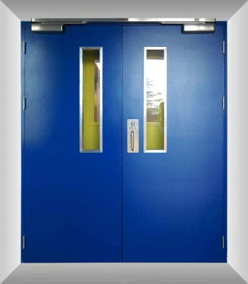 Interior Emergency Exit Fire Iron Front Main Entrance Resistant Fireproof Fire Resistance Metal Door with Glass Window