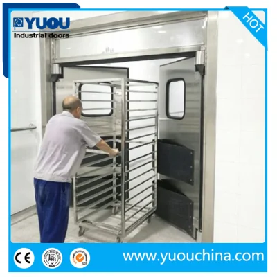 Double Acting Swinging Leaf Stainless Steel Dust-Free ABS Plastic Impact Bumper Metal Entry Traffic Doors for Interifood Factory/Supermarket/Restaurant/Kitchen