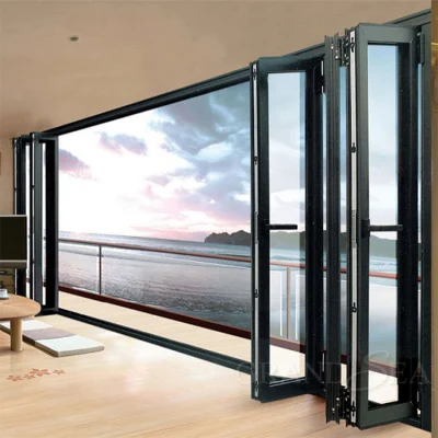 Nfrc Nafs American Standard Modern German Hardware Customized Entry Storm Doors Thermal Break Aluminum Aluminium Metal Commercial Bi-Folding Door