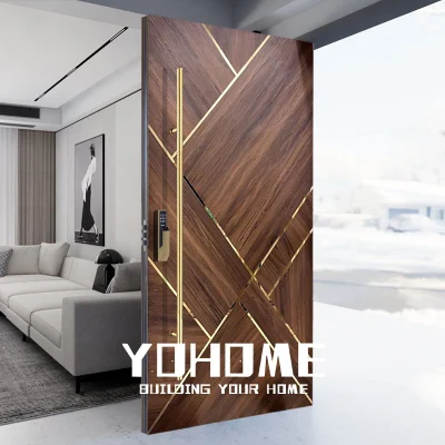 European Standard Front Doors Residential Main Entrance Cheap Security Cast Aluminium Home Doors Wood