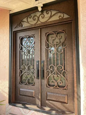 Luxury Residential Entry Doors Black Security Front Door Iron Wrought with Shipping Prices