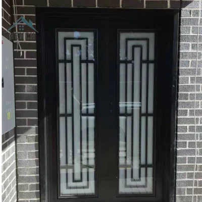 Home Villa Wrought Iron Entry Double Front Doors China manufacturers Hc-ID14