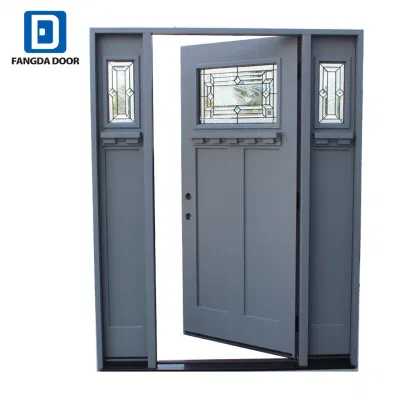 Fangda Modern House Entrance Main Fiberglass Entry Door Designs with Sidelights