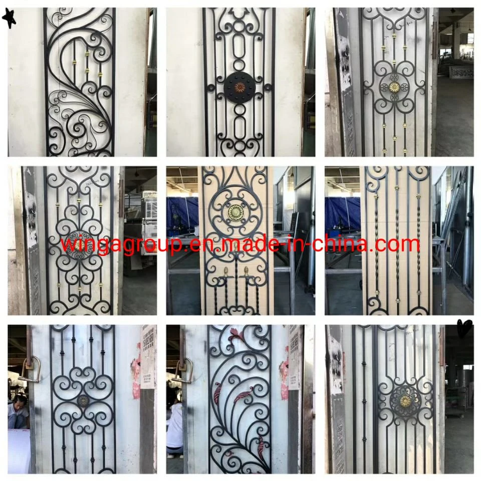 Bronze Color Main Gate Design for Custom Front Entry Double Iron Front Steel Metal Security Metal Glass Door for House Building Material with Quality Lock