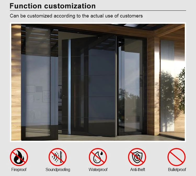 Wholesale Price Exterior Main Entrance Security Stainless Steel Front Tempered Glass Modern Pivot Doors