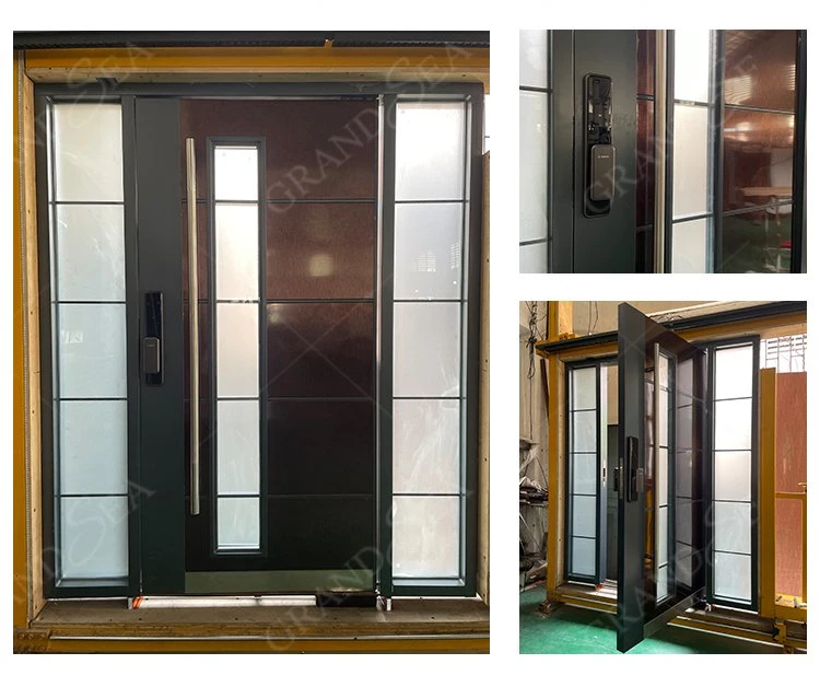 Wholesale Price Exterior Main Entrance Security Stainless Steel Front Tempered Glass Modern Pivot Doors