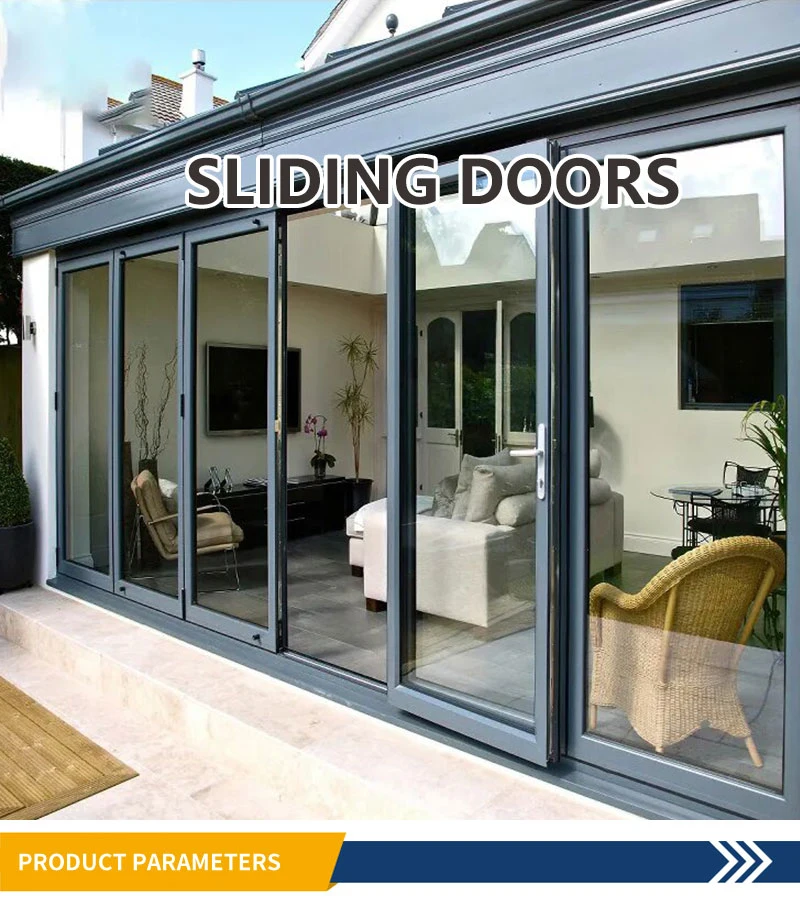 Sliding Doors Aluminium Glass Doors with Lock Design 3 Panels Entrance Doors