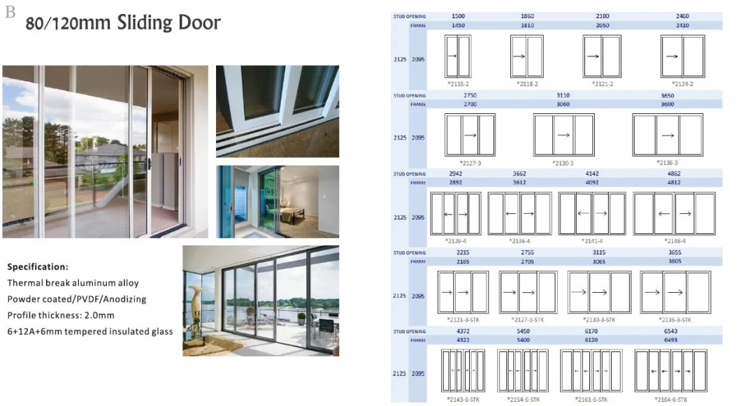 Modern Exterior House Front Entrance Glass Aluminium Patio Sliding Door