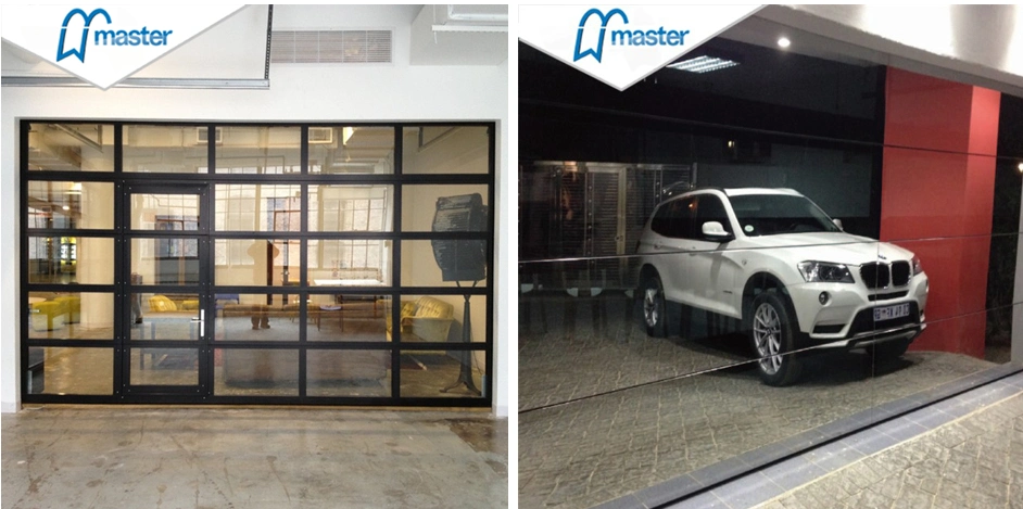 Master Well New Design Modern Aluminum Tempered Full View Glass Garage Door Price Mirror Plexiglass Panel Garage Doors