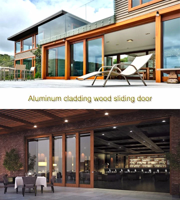 Double Glazing Low E Glazing Solid Wooden Sliding Glass Doors