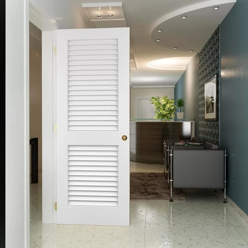 White Louver Interior Solid Wood Grain Interior MDF Hollow Primer Molded Room Door