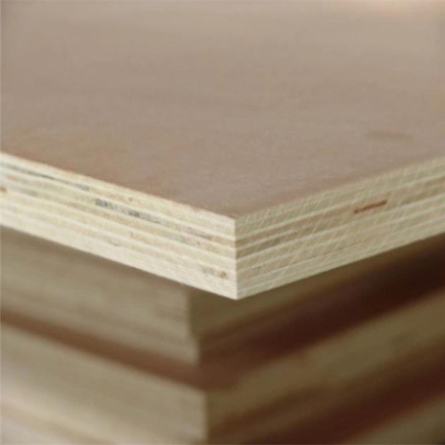 1220X2440mm Plywood Board E1 Glue Poplar Core and Hardwood Core 2 Times Hot Pressed for Furniture