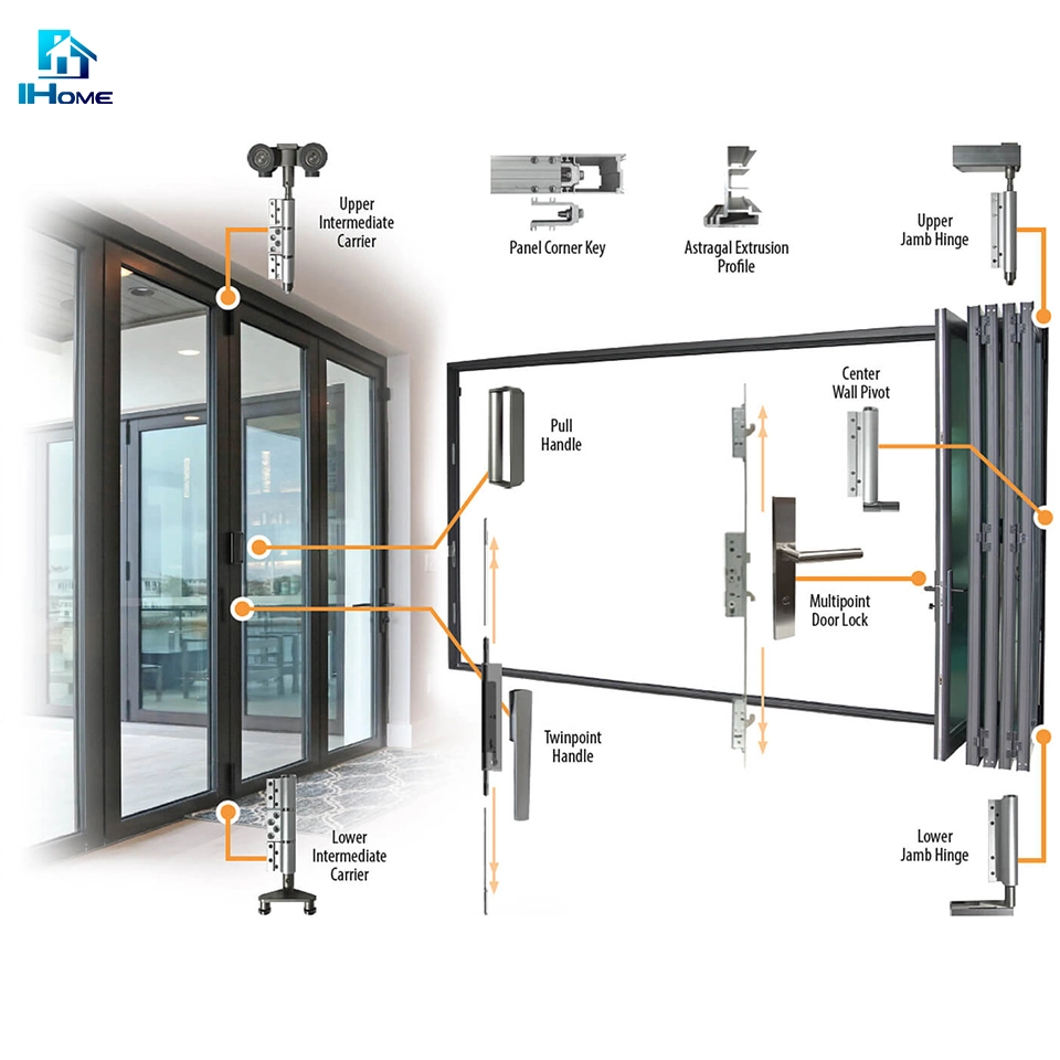 White Frosted Window Glass Bifold Door, Interior Fancy French Door