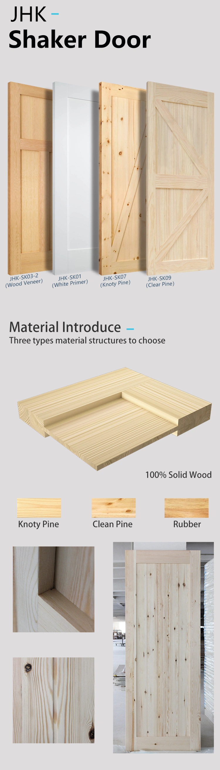 Jhk 24 in. X 80 in. Craftsman 3-Panel Interior Door Slab