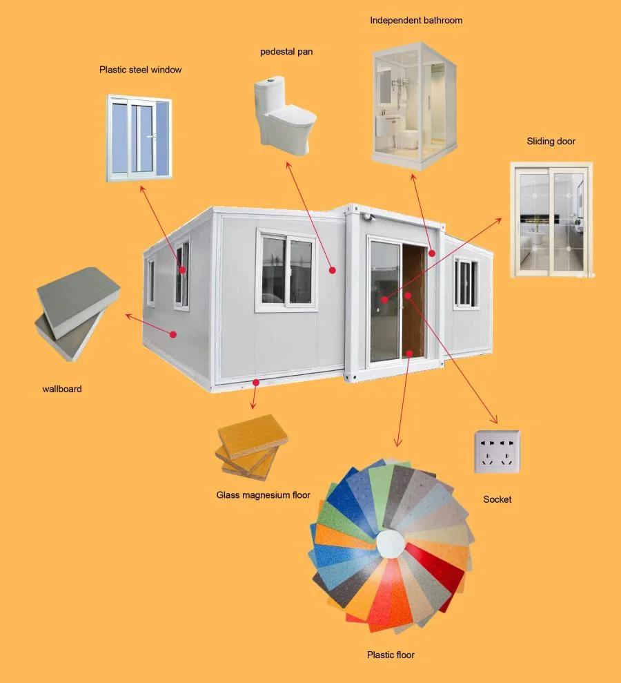 China Suppliers Custom 20FT 40FT Expandable Foldable Container House Prefab Bedroom Homes Folding Tiny Fold out House