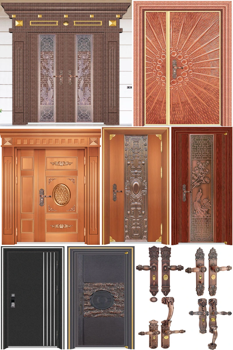 Exterior Copper Door Modern Front Wrought Iron Double Doors