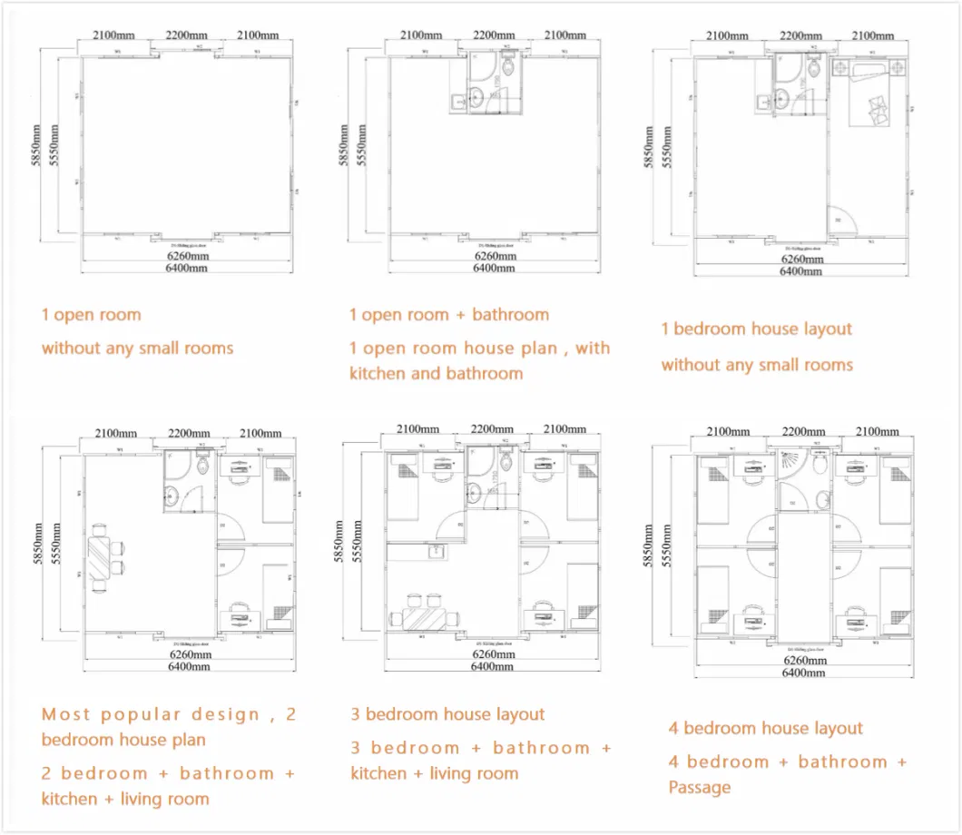 Tiny House Homes/Expandable Container House/Modular House/Small House/Prefab House/Container House 20FT 40FT 2 Bedrooms Open Side for Sale