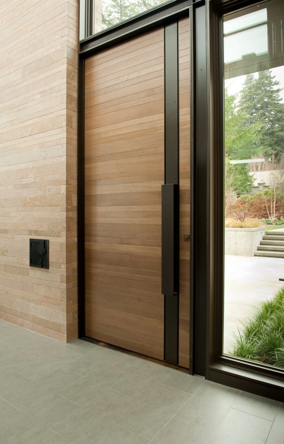 Double Carving Wood Exterior Sliding Door