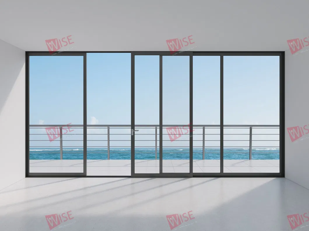 American Style Interior Black Aluminium Steel Frame Track Glass Sliding Balcony Villa French Door