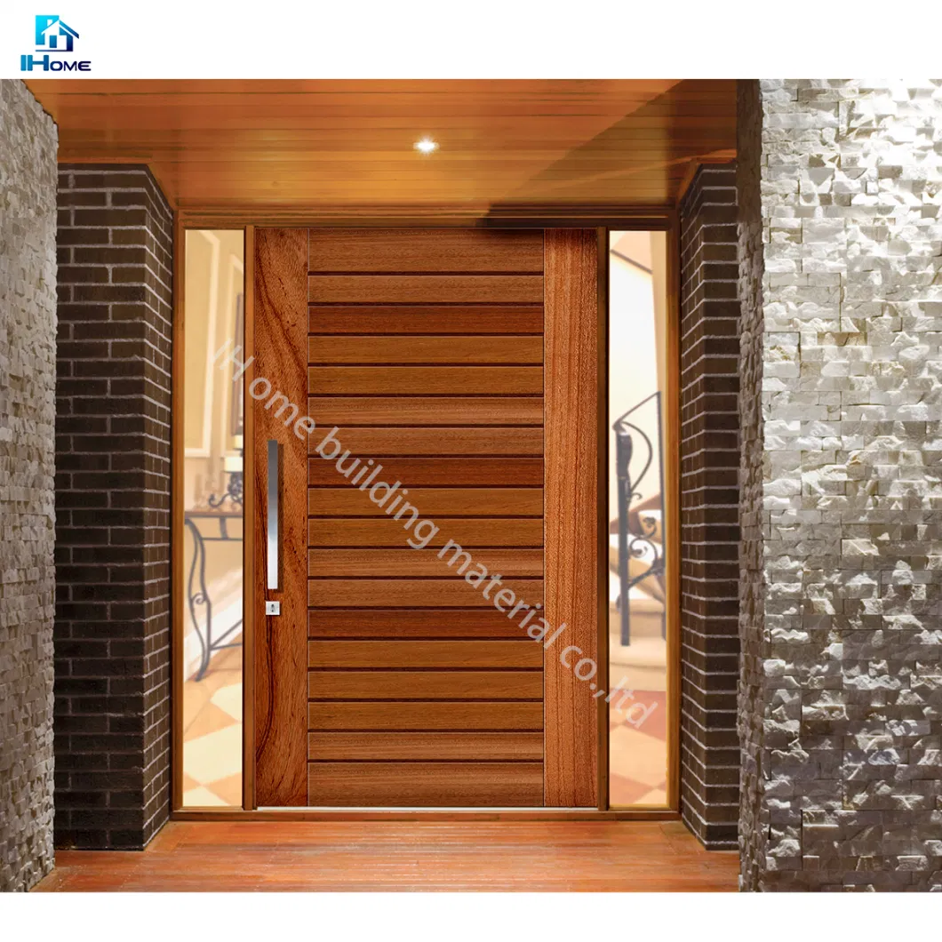 Wood Design Glass Entrance Exterior Sidelights Pivot Door